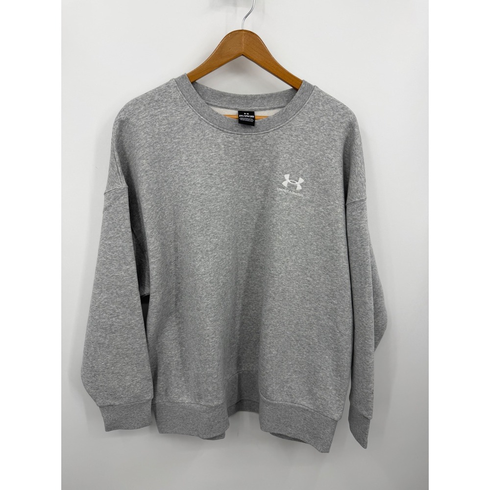 Under Armour Icon Fleece OS Crew Sweatshirt Womens 2XL Grey 1379475 Oversized